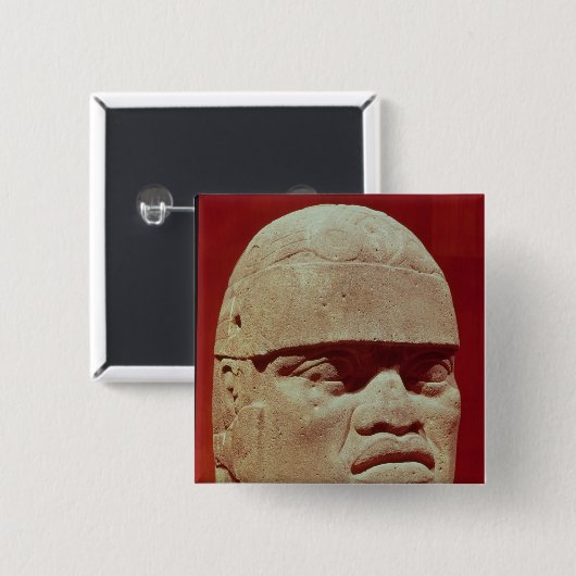 Badge Carré 5 Cm Tête colossale, Olmec (Devant & derrière)