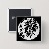 Badge Carré 5 Cm Tête de chef indien (Devant & derrière)