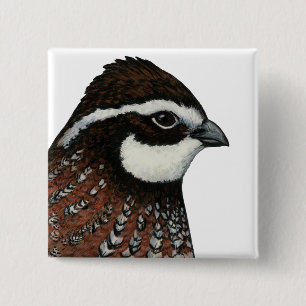 Badge Carré 5 Cm Tête de Queue Bobwhite