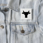 Badge Carré 5 Cm Tête de vache Silhouette (En situation)