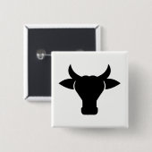 Badge Carré 5 Cm Tête de vache Silhouette (Devant & derrière)