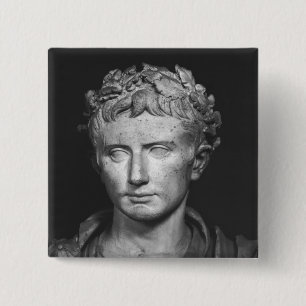 Badge Carré 5 Cm Tête d'empereur Augustus