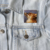 Badge Carré 5 Cm Tête d'un Fox (En situation)