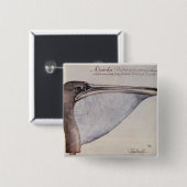 Badge Carré 5 Cm Tête d'un pélican Brown (Devant & derrière)