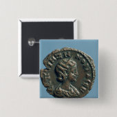 Badge Carré 5 Cm Tetrachm de Zenobia, reine de Palmyra (Devant & derrière)