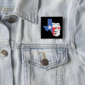 Badge Carré 5 Cm Texas : Drapeau et silhouette du Texas (En situation)