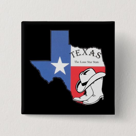 Badge Carré 5 Cm Texas : Drapeau et silhouette du Texas (Devant)