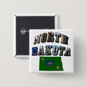Badge Carré 5 Cm Texte de l'image du Dakota du Nord (Devant & derrière)
