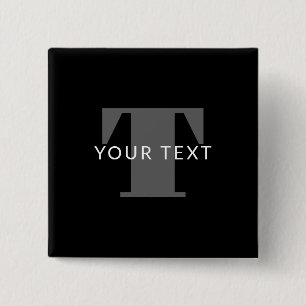 Badge Carré 5 Cm Texte éditable gras   Noir Blanc & Gris