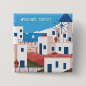 Badge Carré 5 Cm Texte personnalisé Mykonos Grèce (Devant)