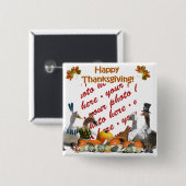 Badge Carré 5 Cm Thanksgiving Ducks (Devant & derrière)