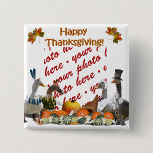 Badge Carré 5 Cm Thanksgiving Ducks