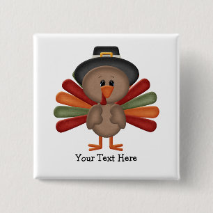 Badge Carré 5 Cm Thanksgiving mignon de la Turquie