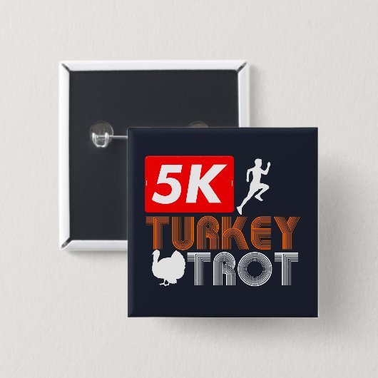 Badge Carré 5 Cm Thanksgiving Turkey Trot Fall Holiday (Devant & derrière)