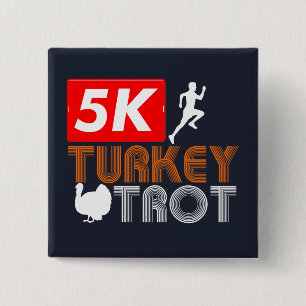 Badge Carré 5 Cm Thanksgiving Turkey Trot Fall Holiday