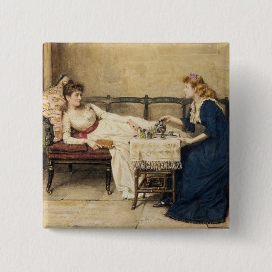 Badge Carré 5 Cm Thé d'après-midi (Devant)