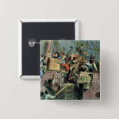 Badge Carré 5 Cm Thé de Boston, le 16 décembre 1773 (Devant & derrière)