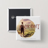 Badge Carré 5 Cm The Hobbit Logo with BILBO BAGGINS™ Back (Devant & derrière)