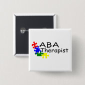 Badge Carré 5 Cm Thérapeute d'aba (pp) (Devant & derrière)