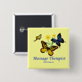 Badge Carré 5 Cm Thérapeute de massage aux papillons (Devant & derrière)