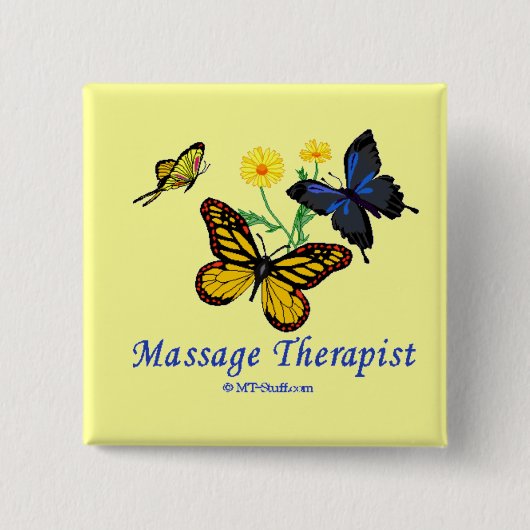 Badge Carré 5 Cm Thérapeute de massage aux papillons (Devant)