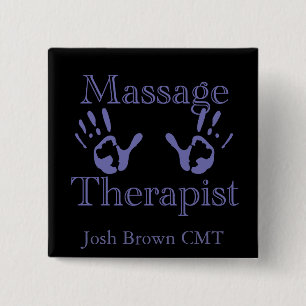 Badge Carré 5 Cm Thérapeute de massage : Imprimantes à main bleue