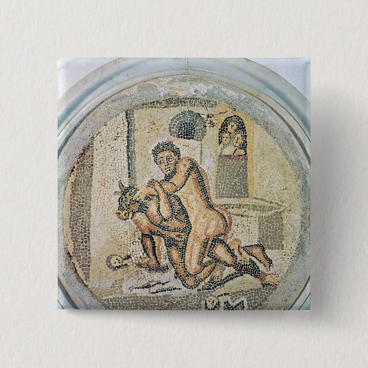 Badge Carré 5 Cm Theseus luttant avec le Minotaur (Devant)