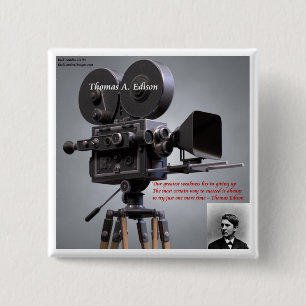 Badge Carré 5 Cm Thomas Edison « Une fois de plus »