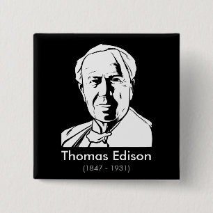 Badge Carré 5 Cm Thomas Edison - vrai génie