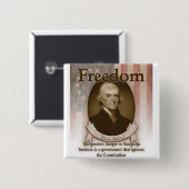 Badge Carré 5 Cm Thomas Jefferson - liberté (Devant & derrière)
