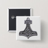 Badge Carré 5 Cm Thor's Hammer-silver (Devant & derrière)