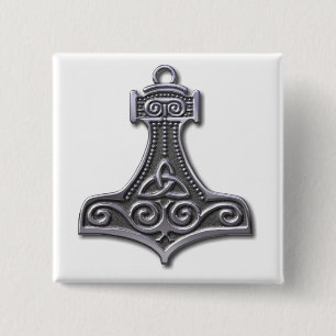 Badge Carré 5 Cm Thor's Hammer-silver