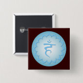 Badge Carré 5 Cm Throat Chakra - Bleu clair (Devant & derrière)
