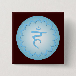 Badge Carré 5 Cm Throat Chakra - Bleu clair