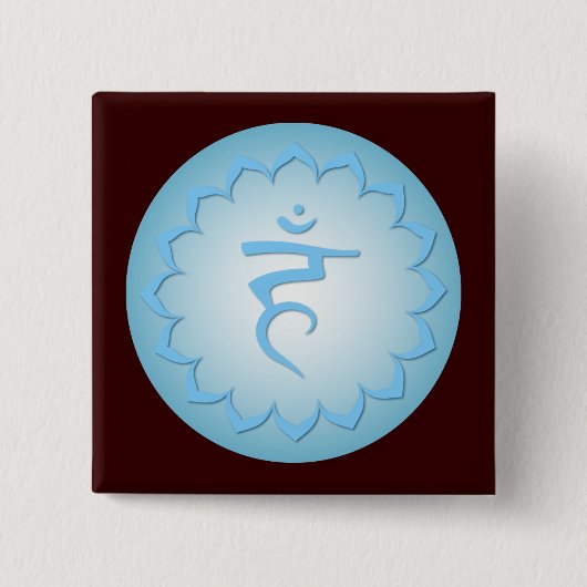 Badge Carré 5 Cm Throat Chakra - Bleu clair (Devant)