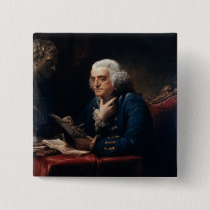 Badge Carré 5 Cm Thumb Portrait Benjamin Franklin at White House 