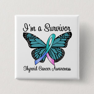 Badge Carré 5 Cm Thyroid Cancer Je suis un Survivant