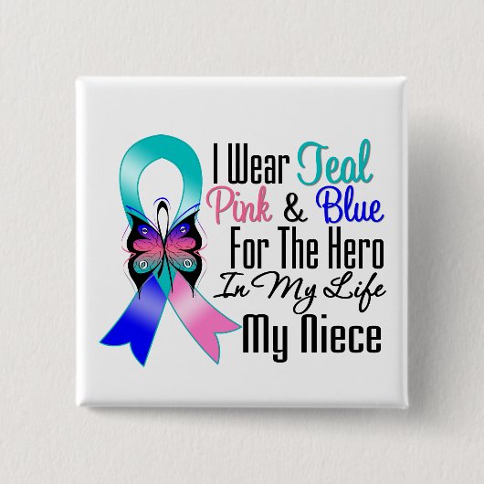 Badge Carré 5 Cm Thyroid Cancer Ribbon Hero My Niece (Devant)