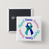 Badge Carré 5 Cm Thyroid Cancer Survivor Butterfly Ribbon (Devant & derrière)