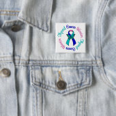 Badge Carré 5 Cm Thyroid Cancer Warrior Butterfly (En situation)