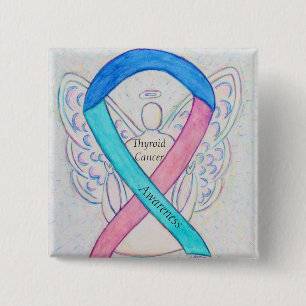 Badge Carré 5 Cm Thyroïde Cancer Sensibilisation de l'angle Écorces