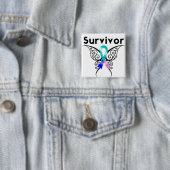Badge Carré 5 Cm Thyroïde Cancer Survivant Papillon Tribal (En situation)
