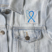 Badge Carré 5 Cm Thyroïde Sensibilisation à la maladie Bleu Angle R (En situation)