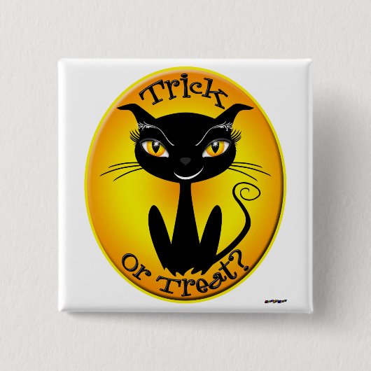 Badge Carré 5 Cm Tic blanc ou traitement? Chat (Devant)