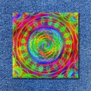 Badge Carré 5 Cm Tiedye cible