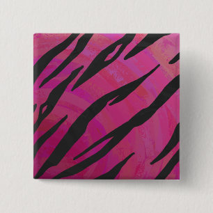Badge Carré 5 Cm Tiger Hot Pink and Black Print
