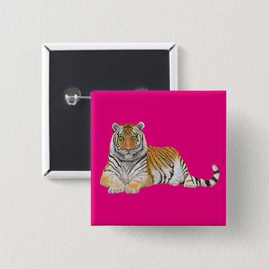 Badge Carré 5 Cm Tigre (Devant & derrière)