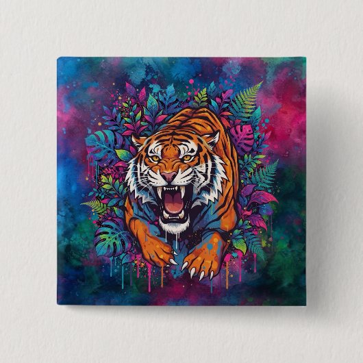 Badge Carré 5 Cm Tigre (Devant)