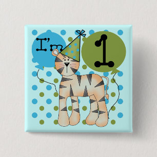 Badge Carré 5 Cm Tigre 1er Anniversaire T-shirts et cadeaux