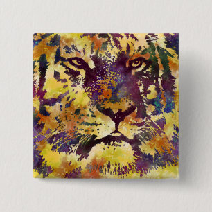 Badge Carré 5 Cm Tigre aquarelle